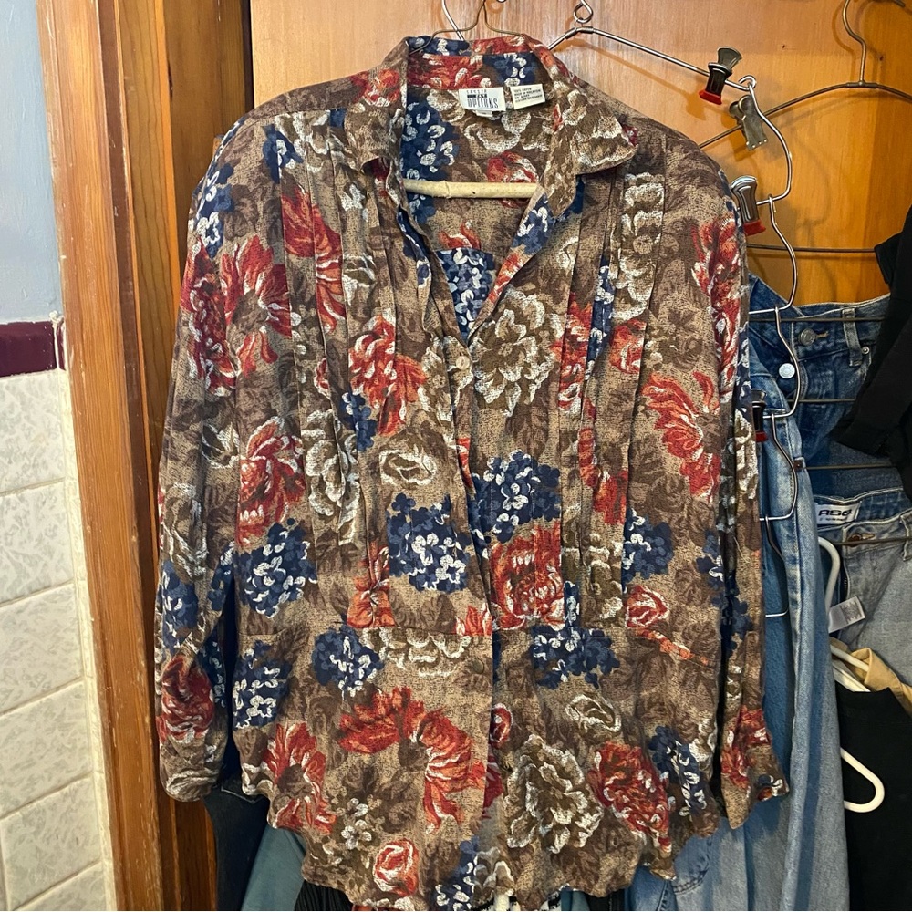 Abstract Button Down Collard Shirt sz 14 - Picture 1 of 7